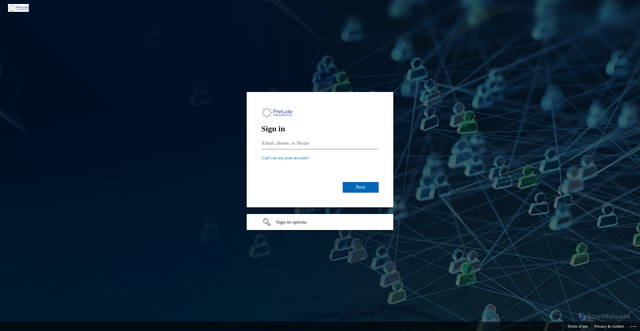 Security scan screenshot of https://preludetx.sharepoint.com