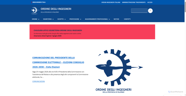Security scan screenshot of https://palermo.ordingegneri.it/