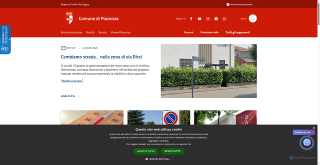 Security scan screenshot of https://www.comune.piacenza.it