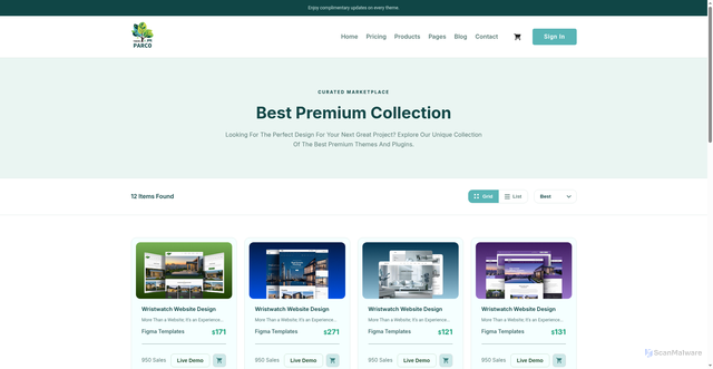 Security scan screenshot of https://themeparco.pages.dev/product-listing.html