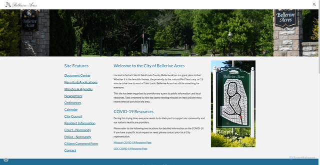 Security scan screenshot of https://www.belleriveacresmo.gov/