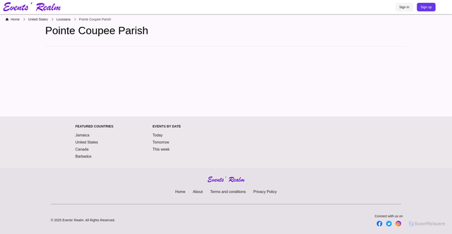 Security scan screenshot of https://www.eventsrealm.com/destinations/21005441/pointe-coupee-parish