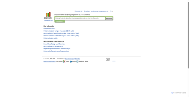 Security scan screenshot of https://fr-academic.com