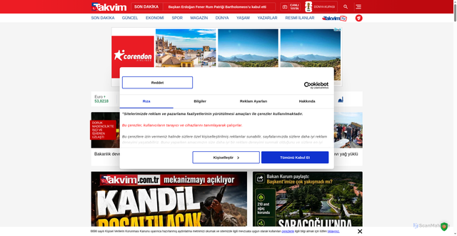 Security scan screenshot of https://www.takvim.com.tr