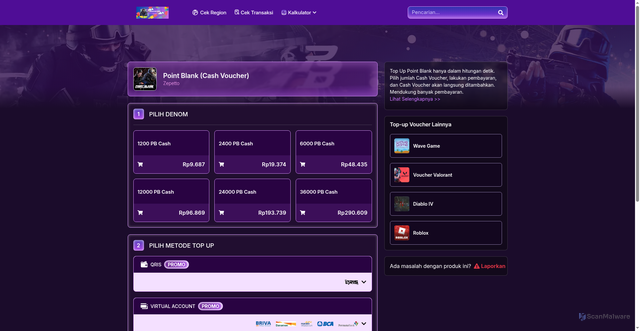 Security scan screenshot of https://gnaviestore.com/voucher/point-blank-cash