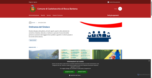 Security scan screenshot of https://www.comune.castelvecchio.sv.it/it