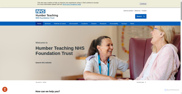 Security scan screenshot of https://www.humber.nhs.uk/