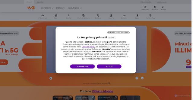 Security scan screenshot of https://windtre.it