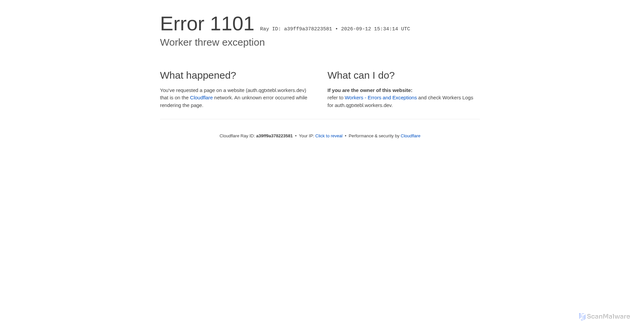 Security scan screenshot of https://auth.qgtxtebl.workers.dev