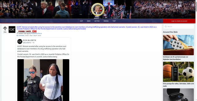 Security scan screenshot of https://patriots.win/p/1ASswfC7Vd/alert-woman-arrested-after-using/c/