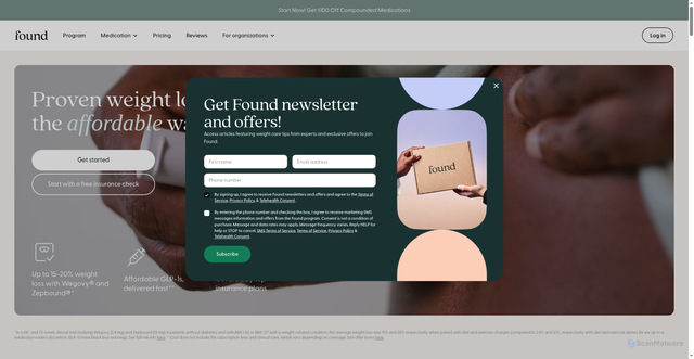 Security scan screenshot of https://joinfound.com