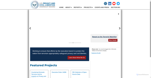 Security scan screenshot of https://www.pclob.gov/