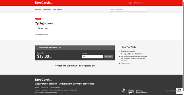 Security scan screenshot of http://zydhgm.com/