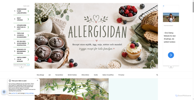 Security scan screenshot of https://allergisidan.nu