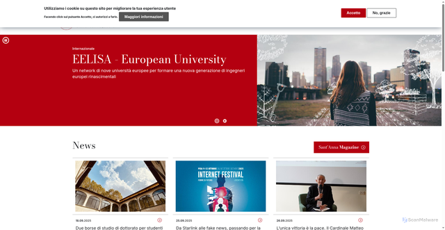 Security scan screenshot of https://www.santannapisa.it/it
