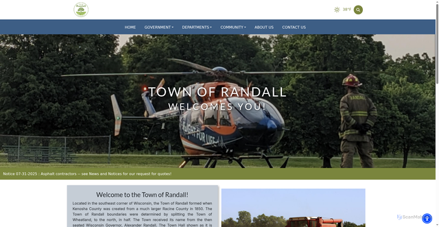 Security scan screenshot of https://townofrandall.gov/