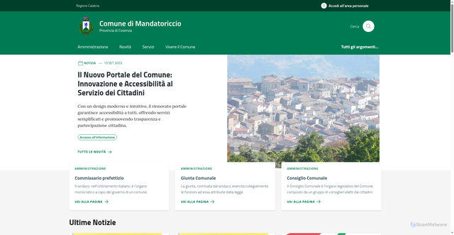 Security scan screenshot of https://www.comune.mandatoriccio.cs.it