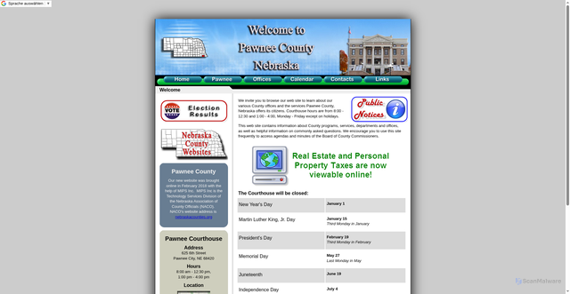 Security scan screenshot of https://pawneecountyne.gov/