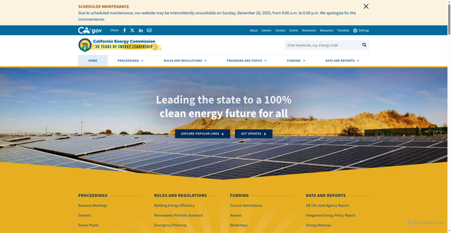 Security scan screenshot of https://www.energy.ca.gov/