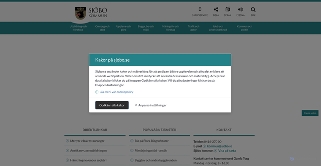 Security scan screenshot of https://www.sjobo.se/