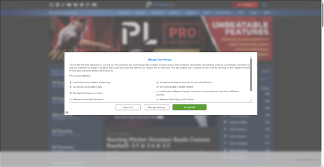 Security scan screenshot of https://pitcherlist.com