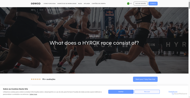 Security scan screenshot of https://www.gowod.app/pt/blog/what-does-a-hyrox-race-consist-of