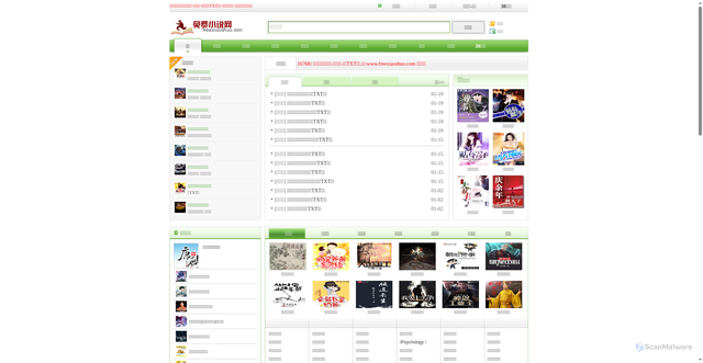 Security scan screenshot of http://www.freexiaoshuo.com/index.html