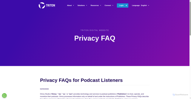 Security scan screenshot of https://tritondigital.com/privacy-faq