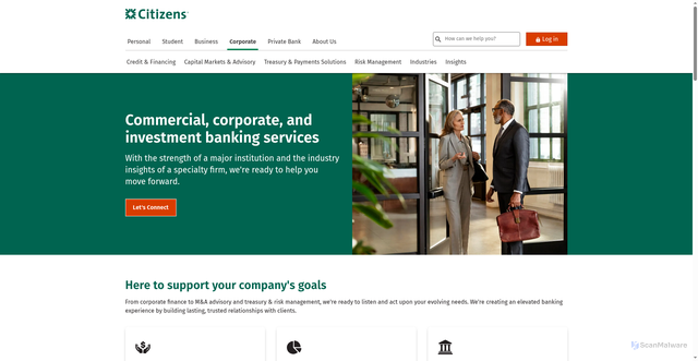 Security scan screenshot of https://citizenscommercialbanking.com
