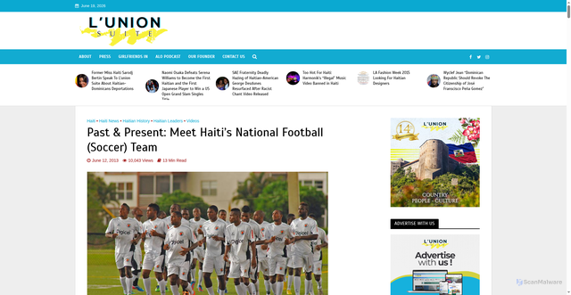 Security scan screenshot of https://www.lunionsuite.com/past-present-meet-haitis-national-football-soccer-team/