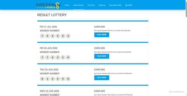 Security scan screenshot of https://swedenpools.com.se/?page=result&no=2