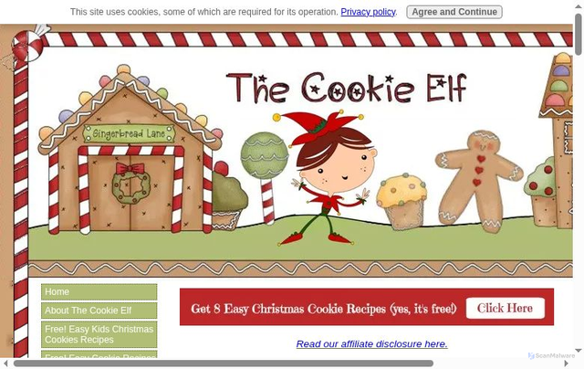 Security scan screenshot of http://www.cookie-elf.com/cookie-holidays.html