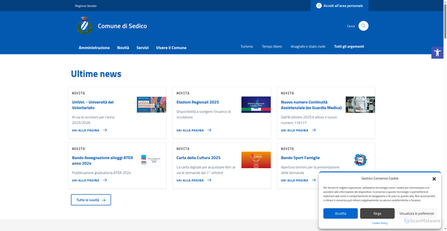 Security scan screenshot of https://comune.sedico.bl.it/