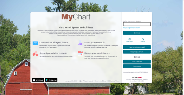 Security scan screenshot of https://mychart.altru.org
