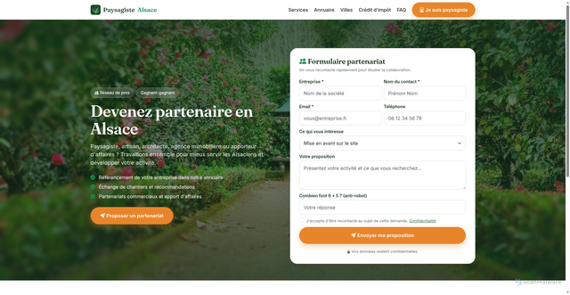 Security scan screenshot of http://paysagistealsace.fr/partenariat/