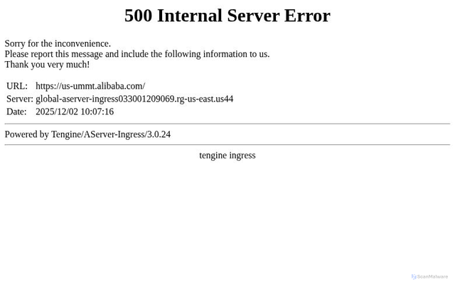 Security scan screenshot of https://us-ummt.alibaba.com/