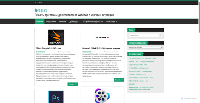 Security scan screenshot of https://1progs.ru