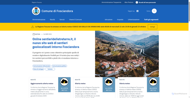 Security scan screenshot of https://comune.fosciandora.lu.it/