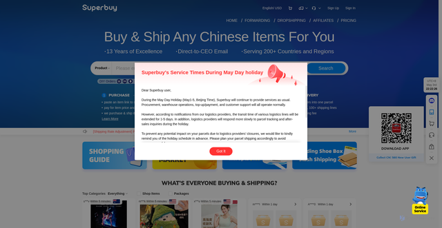 Security scan screenshot of https://superbuy.com
