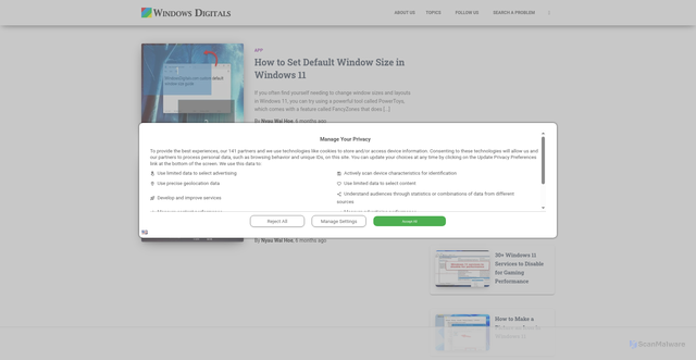 Security scan screenshot of https://windowsdigitals.com