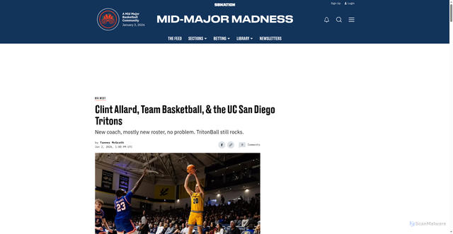 Security scan screenshot of https://www.midmajormadness.com/big-west-conference/32582/clint-allard-team-basketball-the-uc-san-diego-tritons