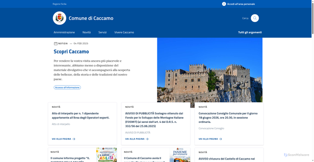 Security scan screenshot of https://www.comune.caccamo.pa.it