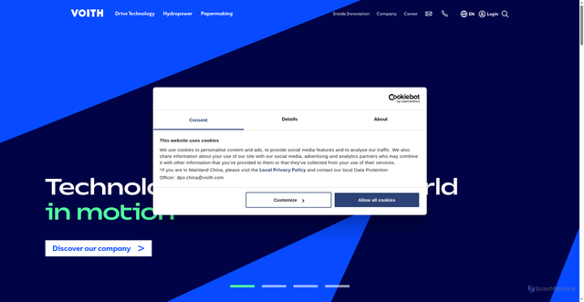 Security scan screenshot of https://voith.com