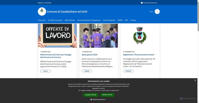Security scan screenshot of https://www.comune.casalbuttanoeduniti.cr.it/it