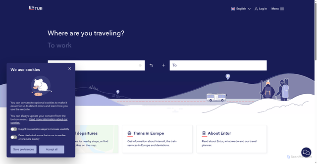 Security scan screenshot of https://traveller.entur.org/