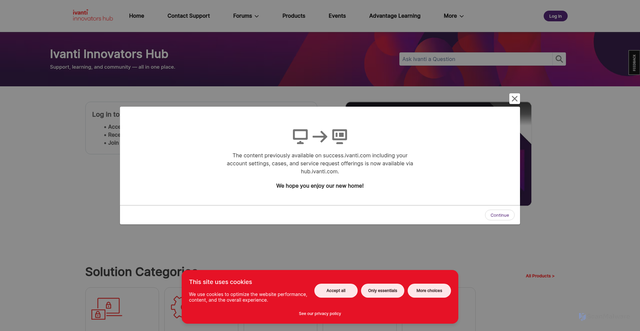 Security scan screenshot of https://success.ivanti.com