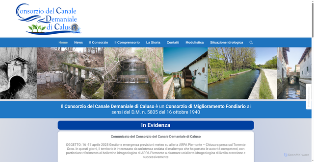 Security scan screenshot of https://www.consorziocanalecaluso.it/