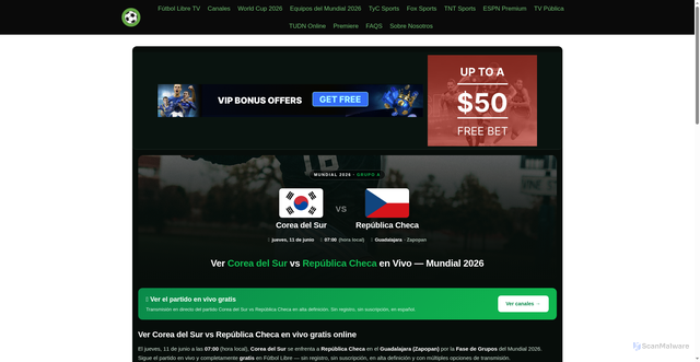 Security scan screenshot of https://futbollibre.gg/mundial/south-korea-vs-czech-republic