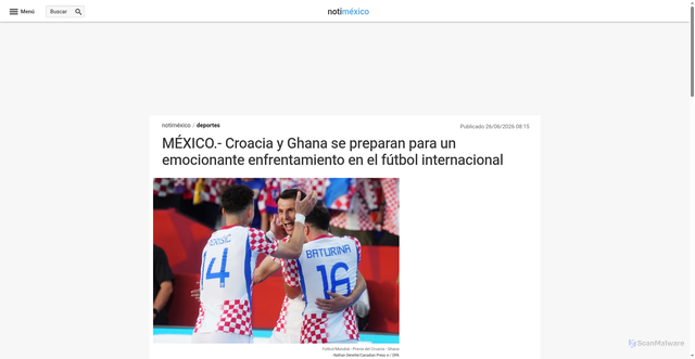 Security scan screenshot of https://www.notimexico.com.mx/deportes/noticia-mexico-croacia-ghana-preparan-emocionante-enfrentamiento-futbol-internacional-20260626151557.html