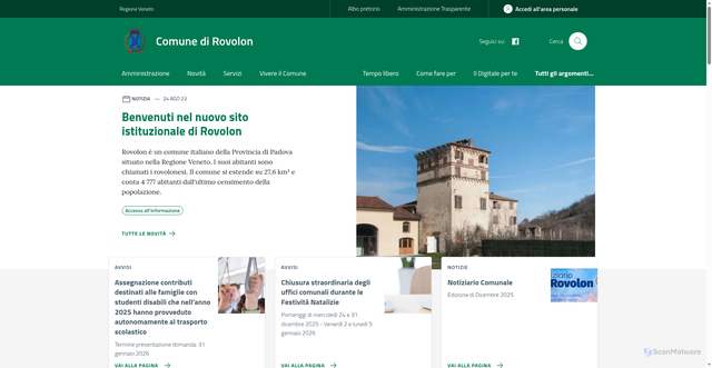 Security scan screenshot of https://www.comune.rovolon.pd.it/